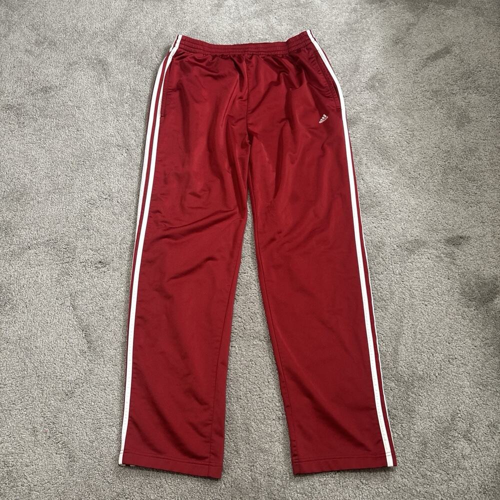Vintage Adidas Tear Away Pants Mens XL Red White 3 Stripe Track Y2K 2000s